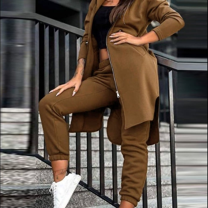 Casual Fleece Hooded Sweater Suit