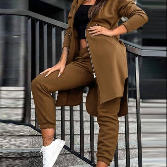 Casual Fleece Hooded Sweater Suit