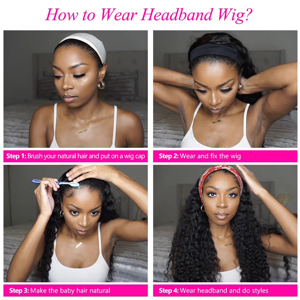 Headband Wig Human Hair Kingky Straight - Beuti-Ful