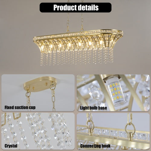 Modern Champagne Gold Kitchen Island Lamp - Oval Crystal Ceiling Chandelier Unavailable Platform- Temu - Beuti-Ful