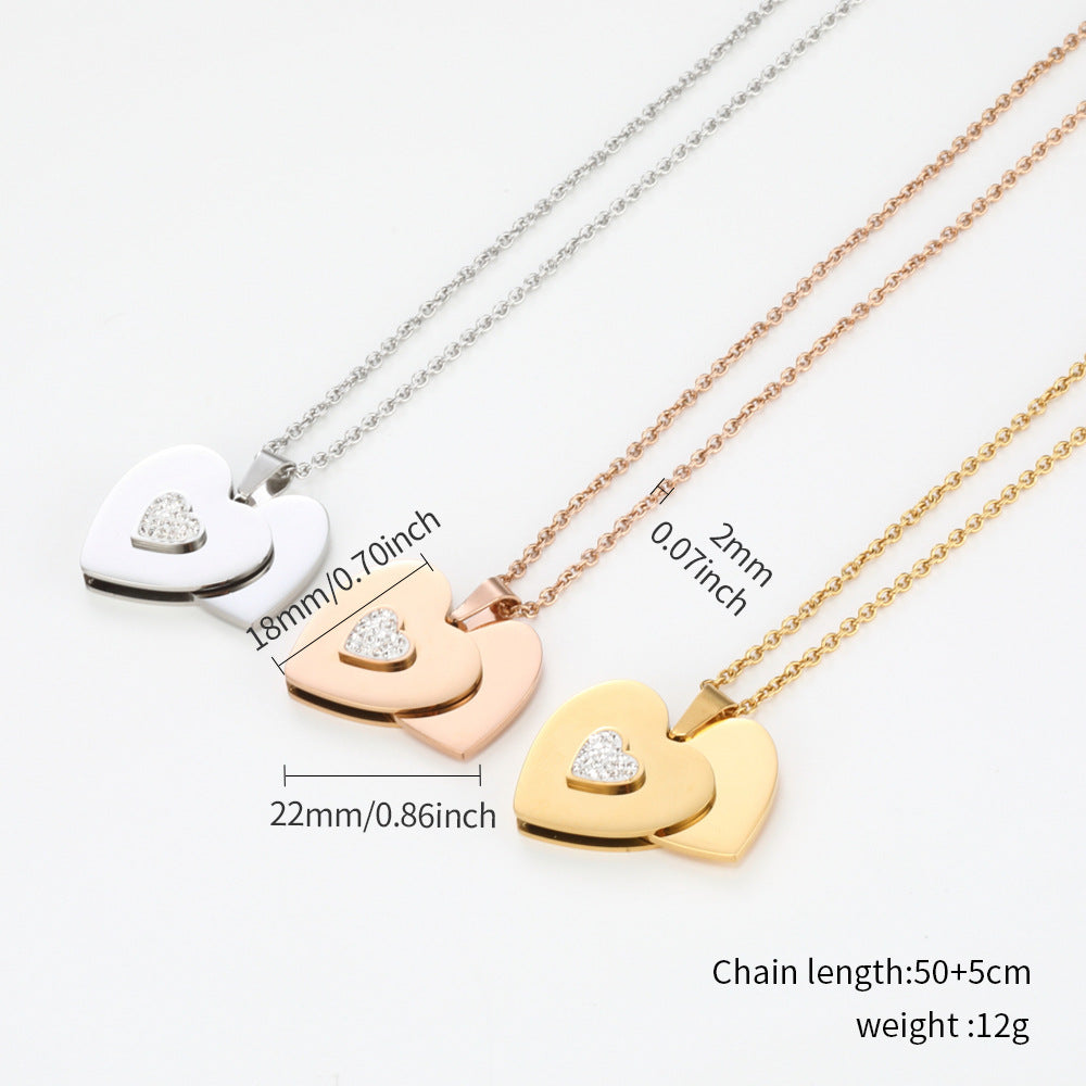 Best Friend Gift Peach Heart Combination Necklace - Beuti-Ful