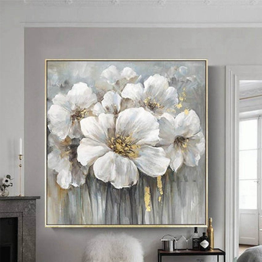 Frameless White Flower Wall Art Oil Painting - Beuti-Ful