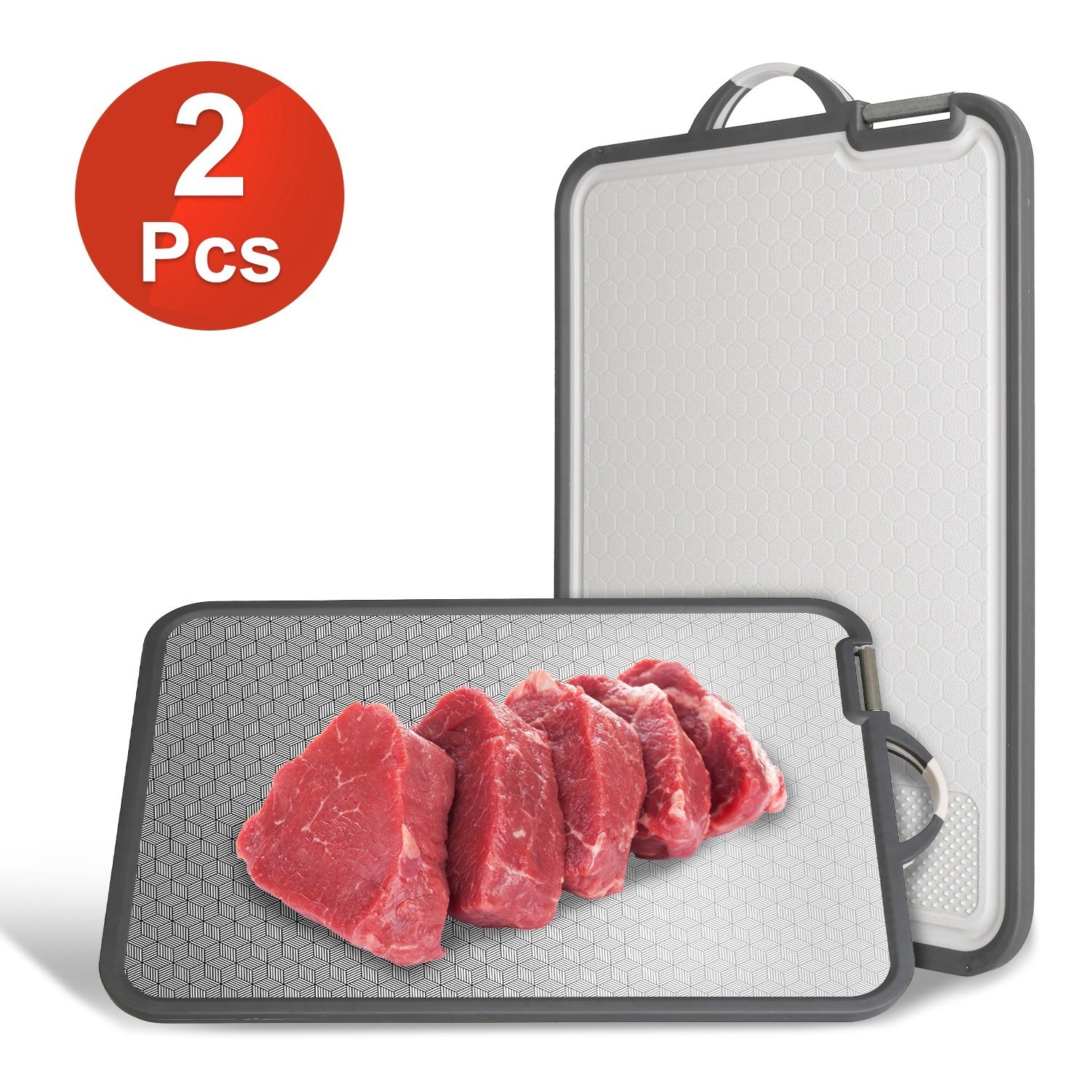 2Pcs Double Sided Cutting Board Stainless Steel Mesh Design With Grinding Zone Knife Sharpener Handle Dishwasher Safe