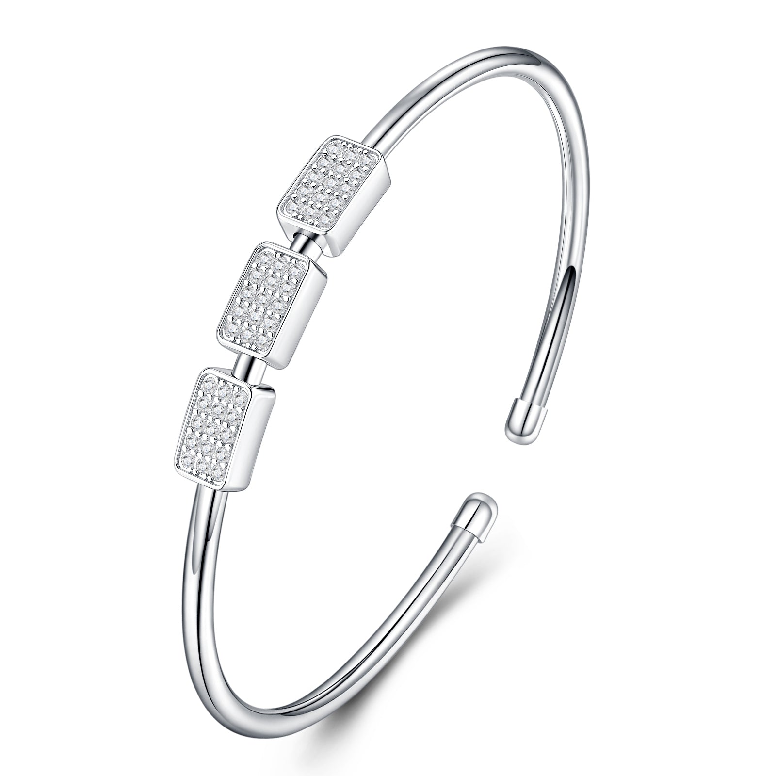 A Luxurious And Fashionable Minimalist Jewelry Bracelet Featuring Top-quality Moissanite, Made Of S925 Silver Electroplated With Platinum. - Beuti-Ful