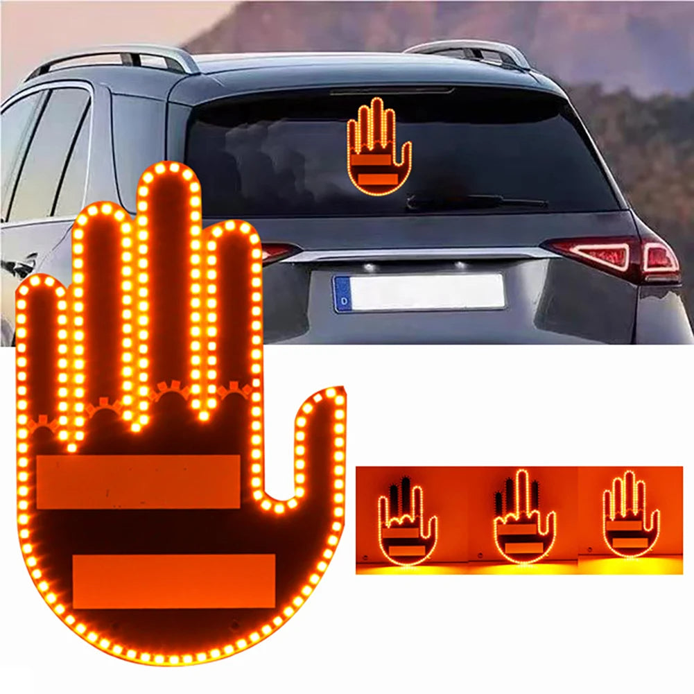 Funny New LED Illuminated Gesture Light Car Finger Light With Remote Road Rage Signs Middle Finger Gesture Light Hand Lamp - Beuti-Ful