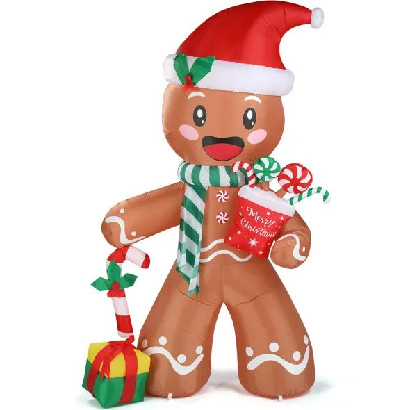7.9 FT Lighted Christmas Inflatable Decoration, Inflatable Gingerbread Man Outdoor Decoration - Beuti-Ful