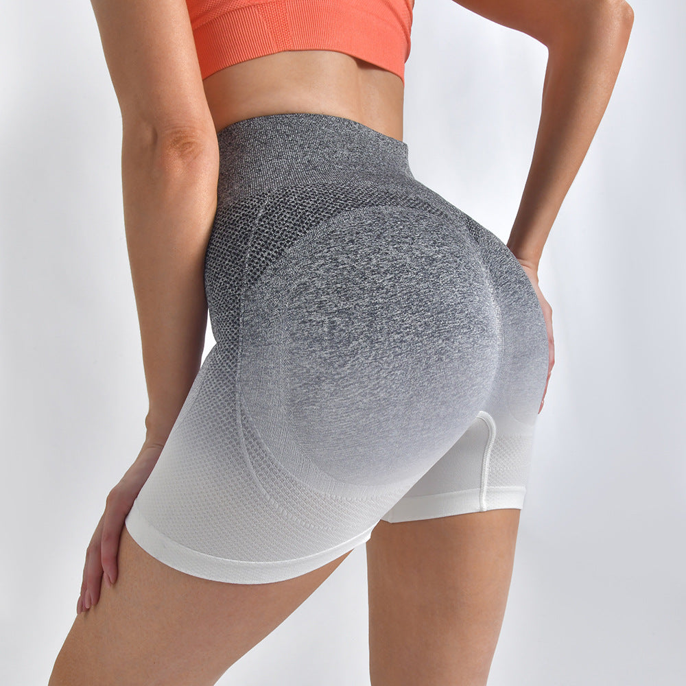 Gestreifte Yoga-Shorts mit hoher Taille und Hüftlifting, enge Hosen für Damen, zum Laufen, Fitness, Sport-Leggings