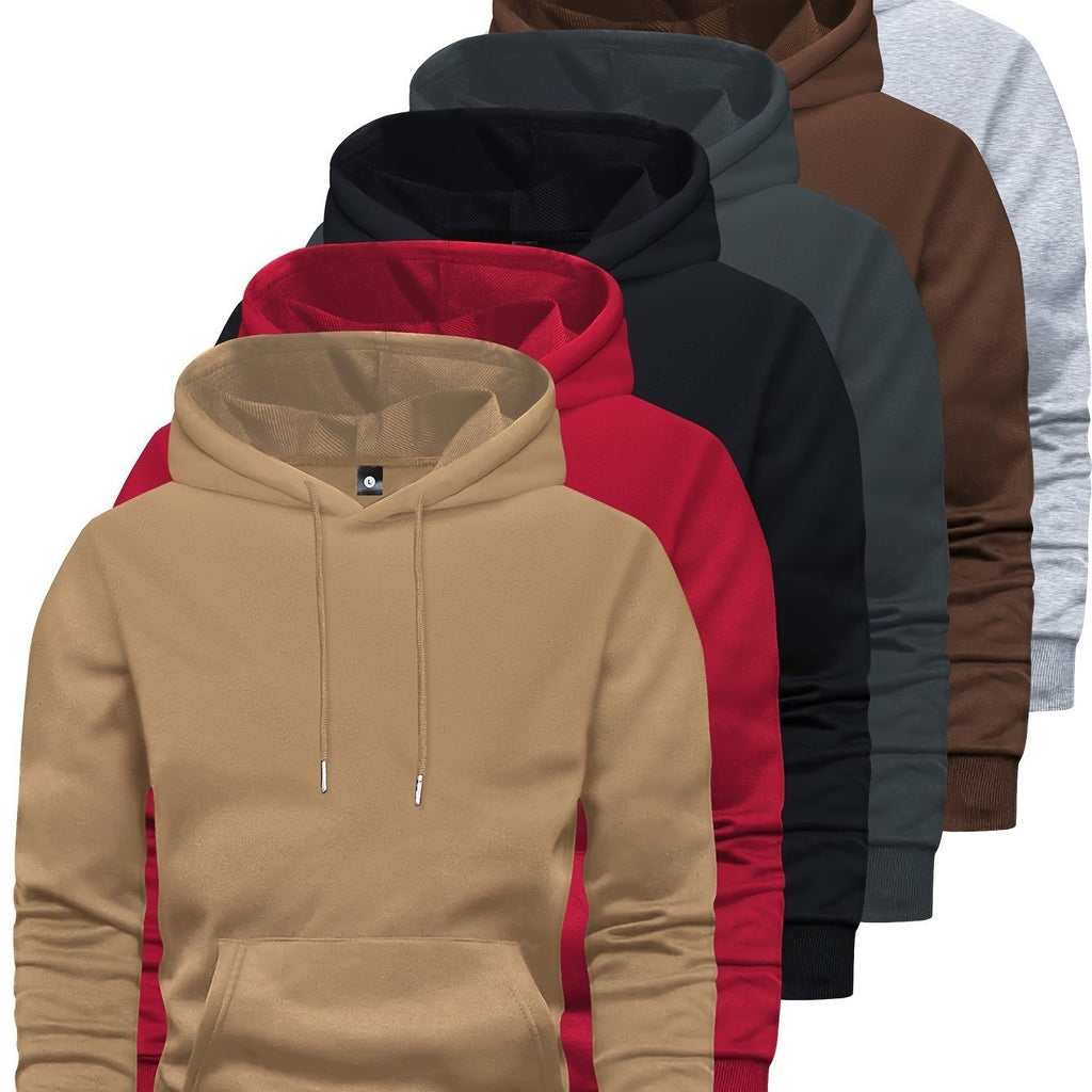6-Piece Men's Long-sleeved Solid Color Hooded Sweaters