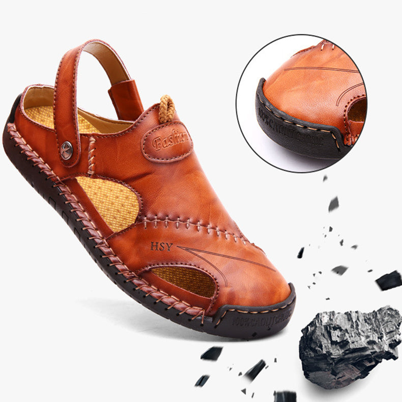 Men's Closed Toe Sandals Summer Adjustable Slides Slippers  Beach Shoes
