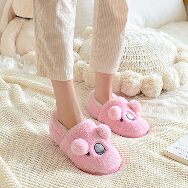 Women's Winter Cute Thick Bottom Non-slip Warm Plush Cotton Slippers