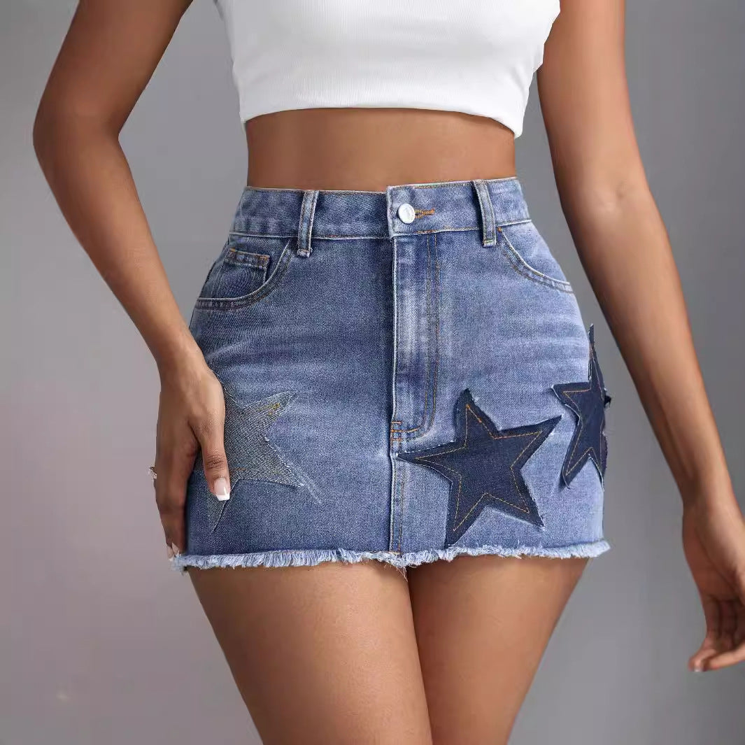 High-Waisted Slimming Ultra-Short Denim Skirt - Beuti-Ful