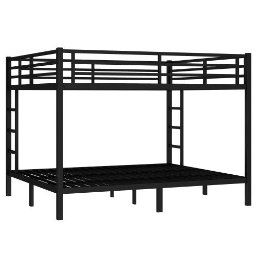 Metal California King Over California King Bunk Bed Space-Saving Noise Reduced No Box Spring Needed, Black