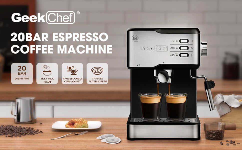 Geek Chef Espresso Machine, Espresso&Cappuccino Latte Maker - Beuti-Ful