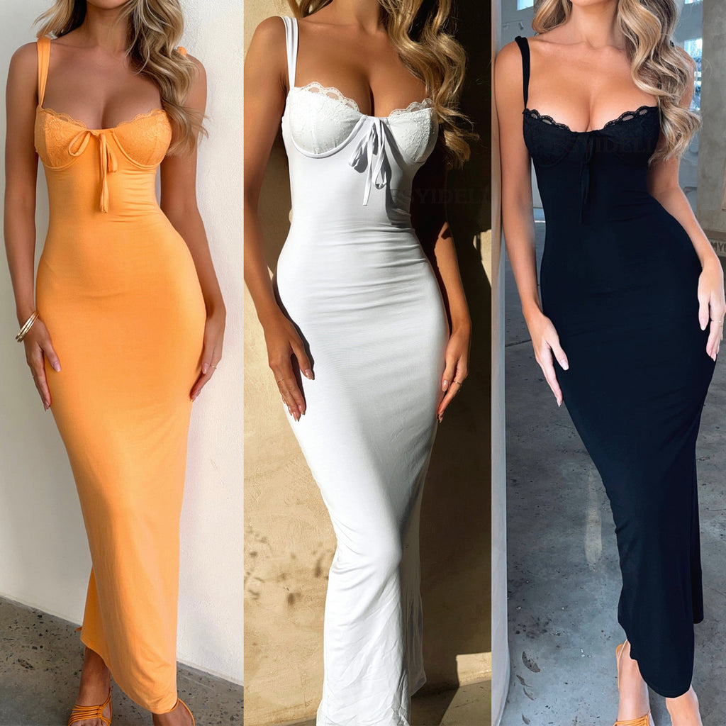 Women's Lace Slim Fit Patchwork Dress - Beuti-Ful