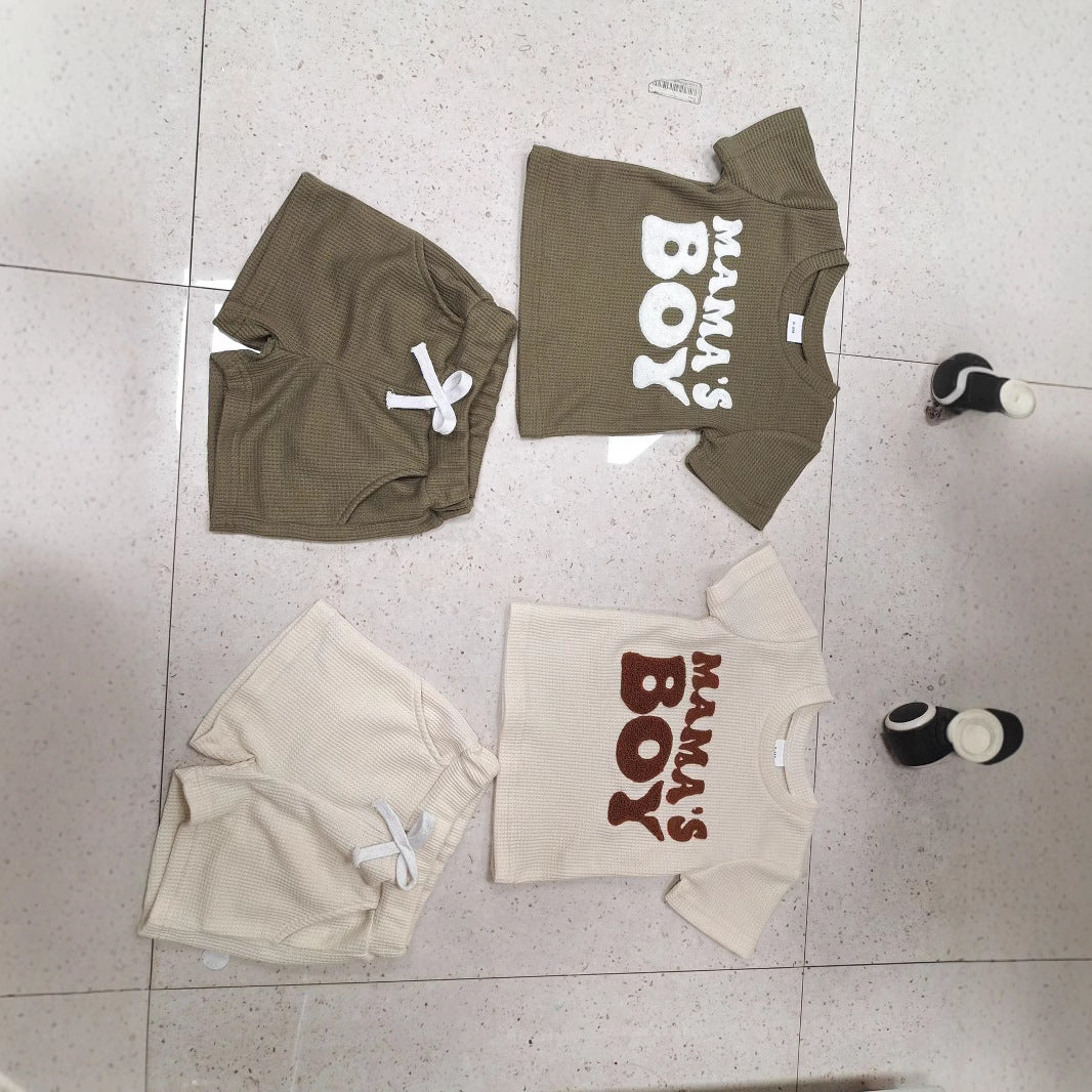 Embroidery Short Sleeve Shorts Suit