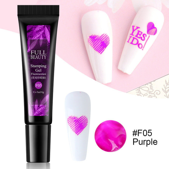 Nail Art Fluorescent Printing Glue, Nail Template Transfer Glue Hose Set - Beuti-Ful