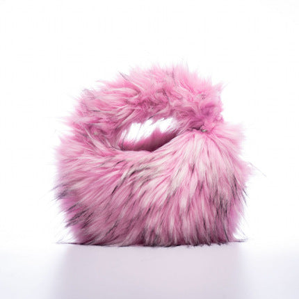 Artificial Raccoon Fur Ball Bag Plush Unique Punk Style Y2g - Beuti-Ful