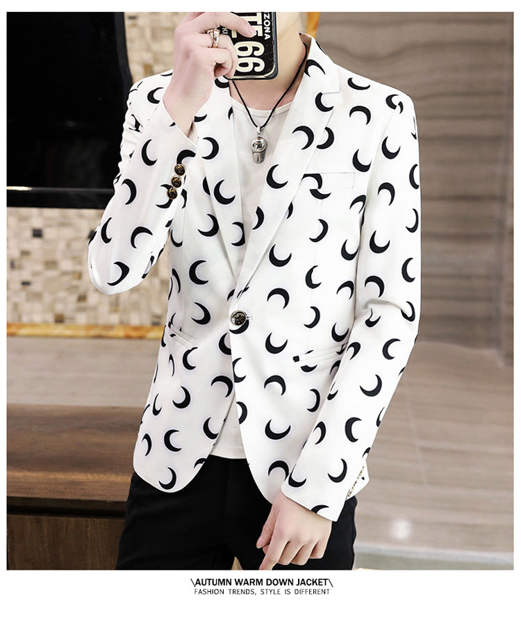 Fashion Fashion Printing Coat Single Row One Button Suit - Beuti-Ful