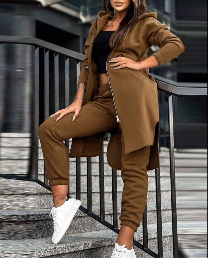 Casual Fleece Hooded Sweater Suit