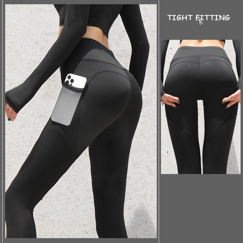 Gym Sport Seamless Leggings With Pockets Push Up High Waist Pants - Beuti-Ful