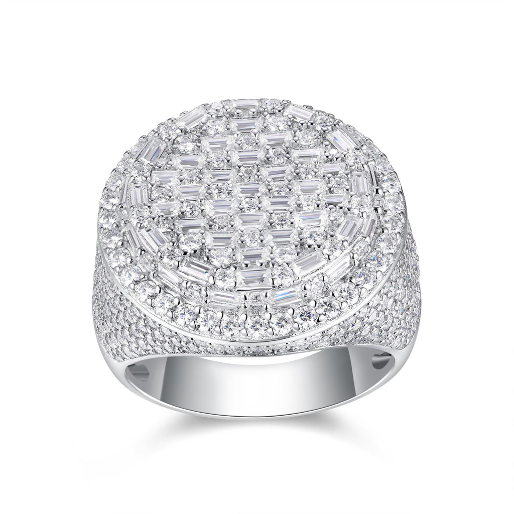Men's Ring, Diamond Ring With Top-quality Moissanite S925 Silver  Platinum-plated. The Ring Can Be Inspected With A Diamond Pen