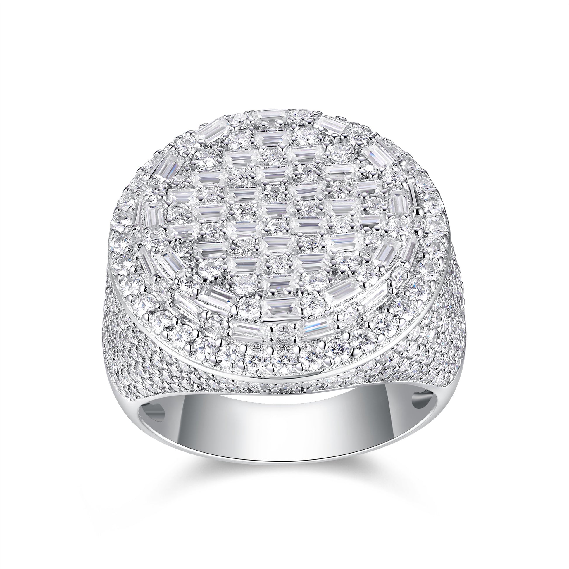 Men's Ring, Diamond Ring With Top-quality Moissanite S925 Silver  Platinum-plated. The Ring Can Be Inspected With A Diamond Pen