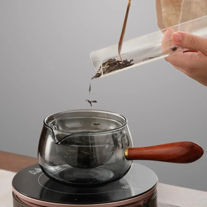 Semi-automatic Rotary Heat-resistant Glass Teapot Lazy Tea Making With Infuser And Wooden Handle Office Home Accessories Kitchen Gadgets - Beuti-Ful