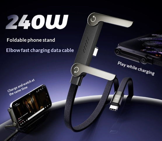 Fast Charging Foldable Bracket 2-in-1 Data Wire Foldable Phone Tablet Stand Type-C To Type-C USB-A To Type-C - Beuti-Ful