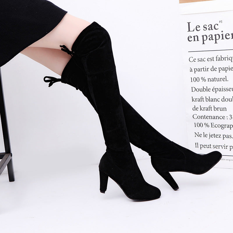 Black Knee High Boots For Women Shoes High Heel Long Boots