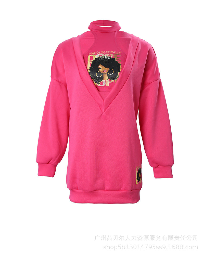 Large V-neck Sweater Dress Vest Two-piece Set Suit - Beuti-Ful