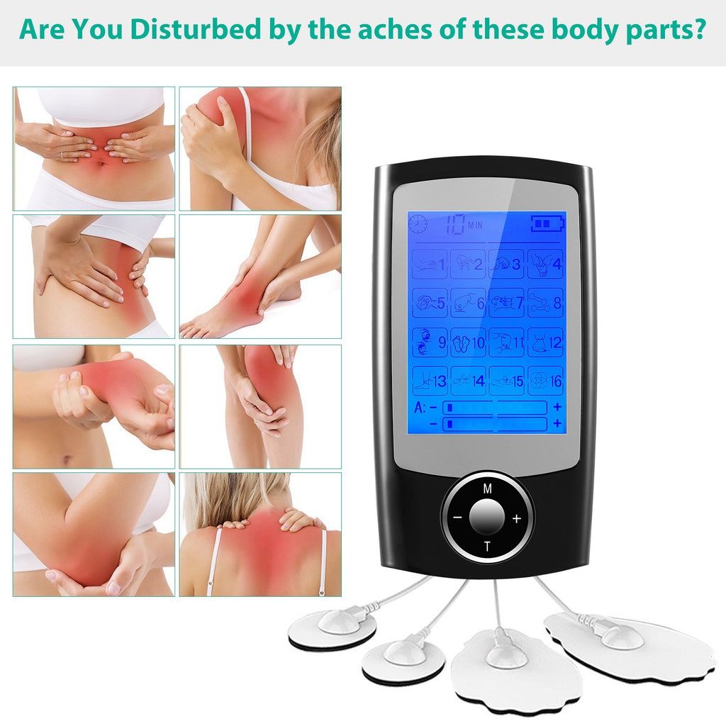 1Pc Rechargeable Tens Unit Machine Impulse Massager 16 Modes Muscle Stimulator