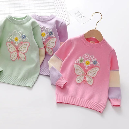 Mädchen Pullover Kinder Baumwoll Basisshirt