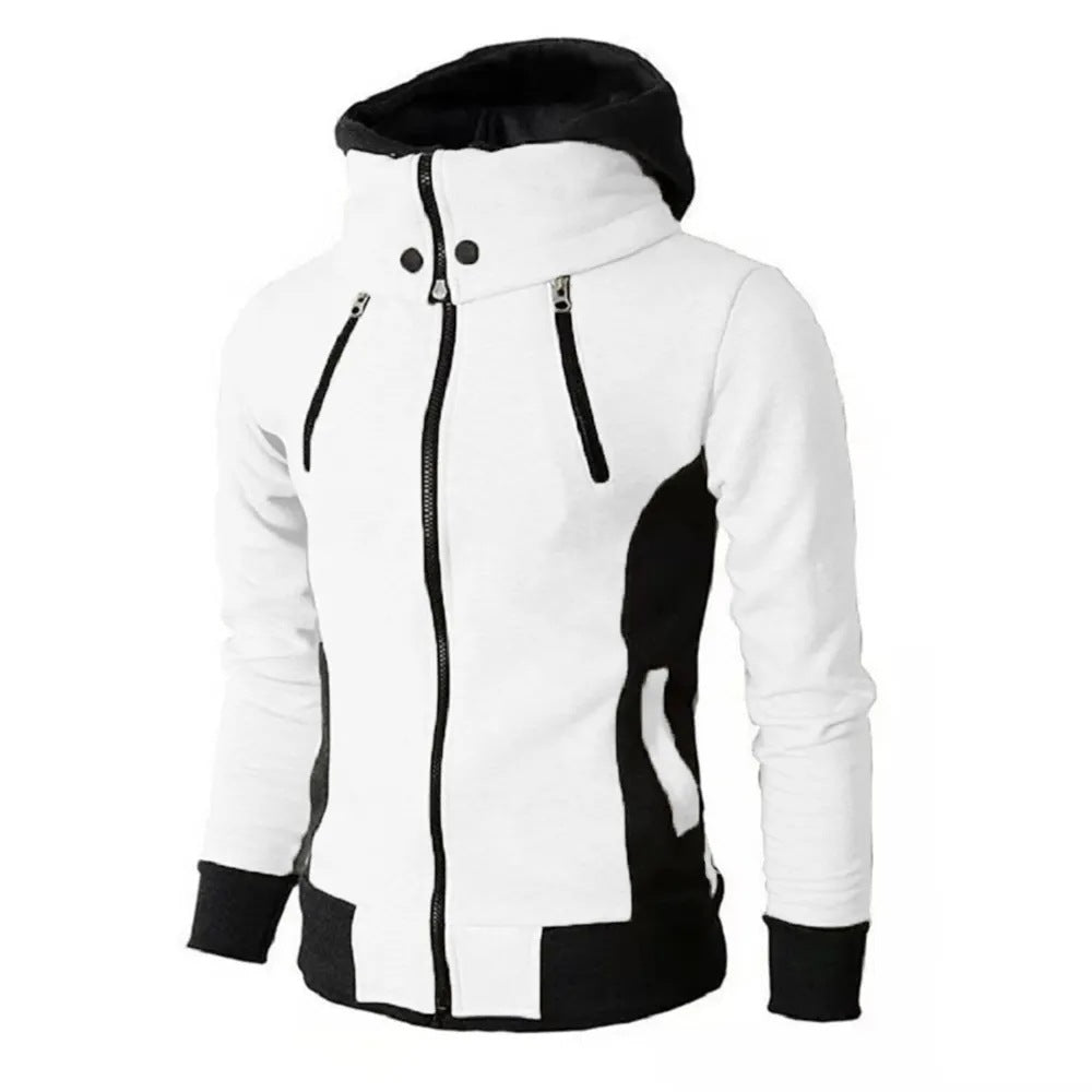 Men's Zip UP Hooded Jacket Fake Two Piece Sports Cardigan