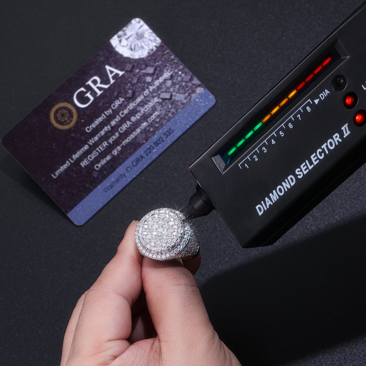 Men's Ring, Diamond Ring With Top-quality Moissanite S925 Silver  Platinum-plated. The Ring Can Be Inspected With A Diamond Pen