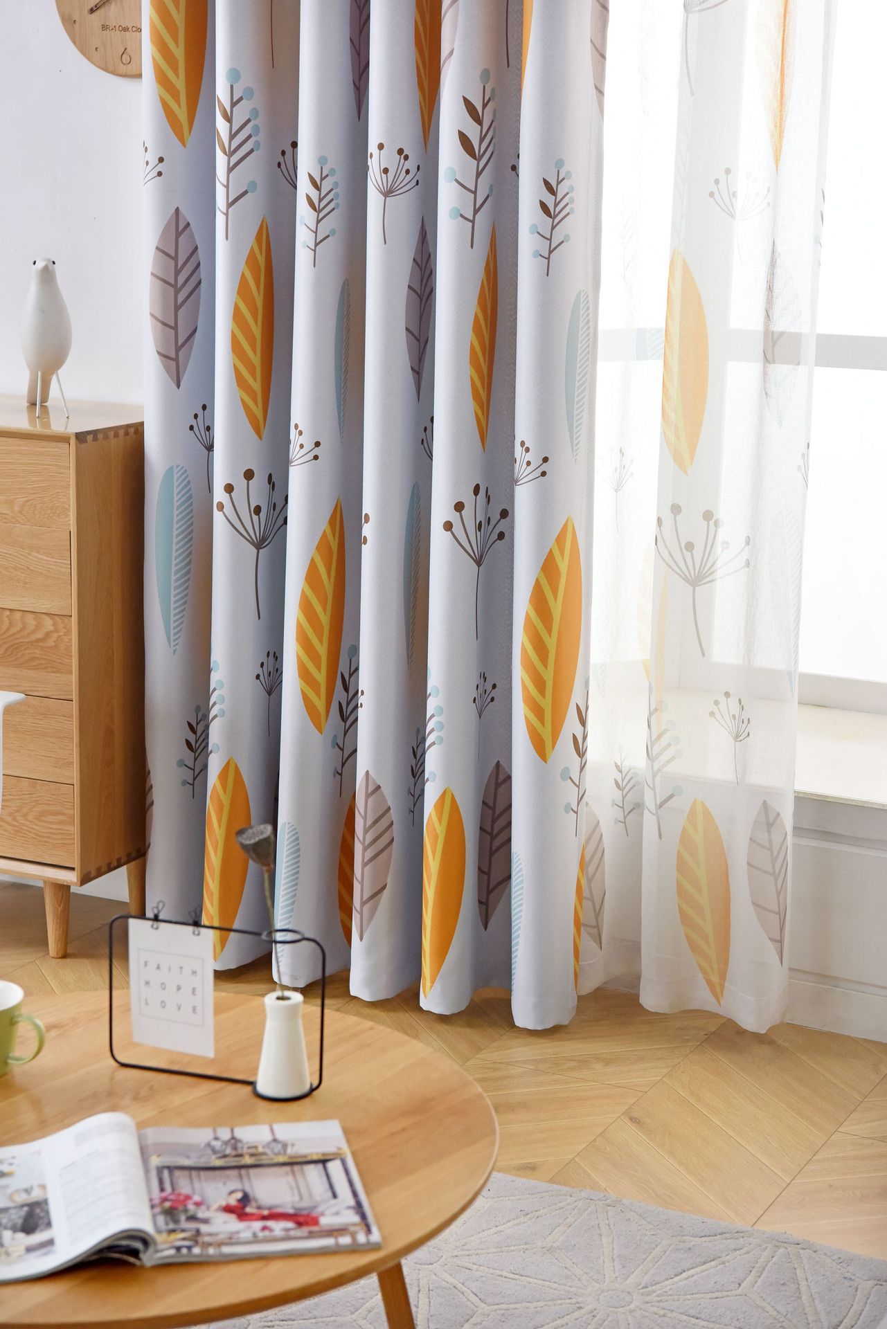 Nordic Style Nordic Leaf Curtain Shading Bedroom Living Room Shading Curtains