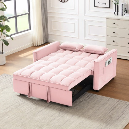 Modern Velvet Loveseat Futon Sofa Couch W Pullout 3 In 1 Convertible Sleeper Sofa Bed - Beuti-Ful
