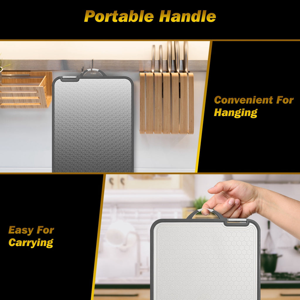 2Pcs Double Sided Cutting Board Stainless Steel Mesh Design With Grinding Zone Knife Sharpener Handle Dishwasher Safe