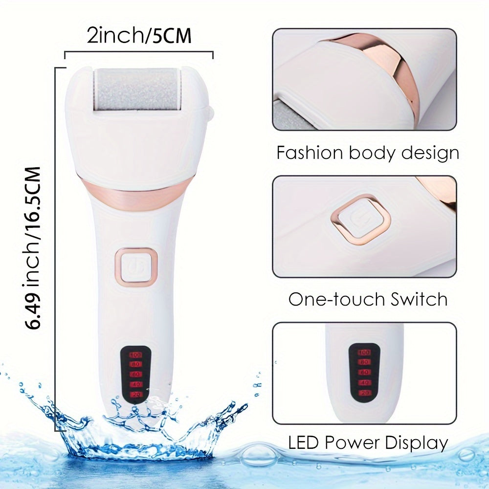 Electric Foot Grinder And Callus Remover,  Rechargeable Foot Washing And Pedicure Kit, With 3 Roller heads - Beuti-Ful