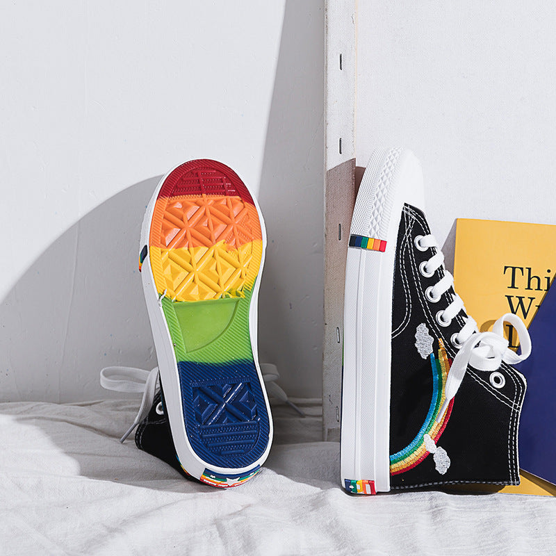 High-Top Rainbow Canvas Shoes Women'S