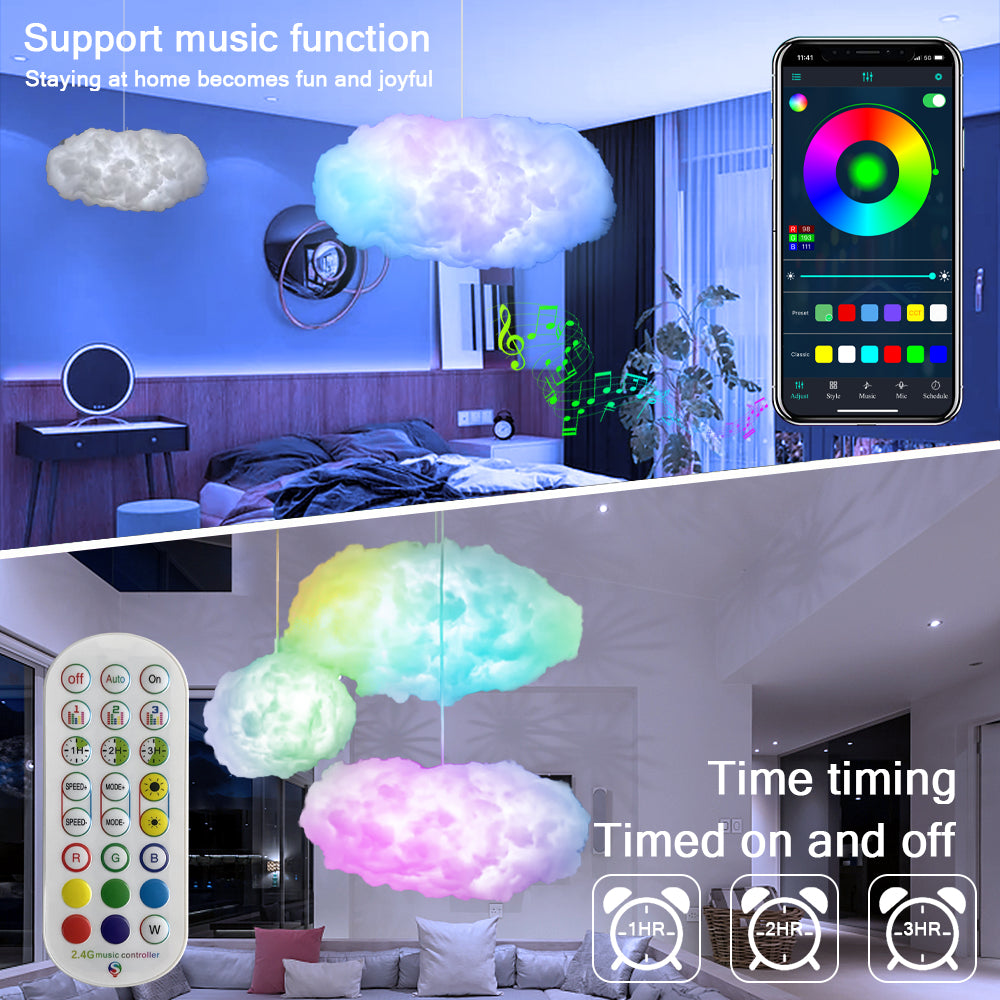 USB Cloud Light APP Control Music Synchronization 3D RGBIC Ambient Light Lightning Simulation Clouds Bedroom Room Light - Beuti-Ful