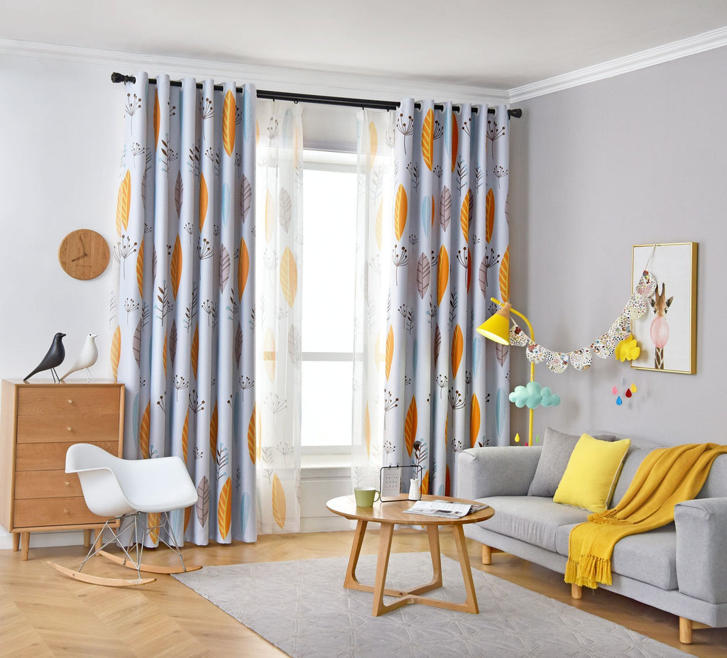 Nordic Style Nordic Leaf Curtain Shading Bedroom Living Room Shading Curtains - Beuti-Ful