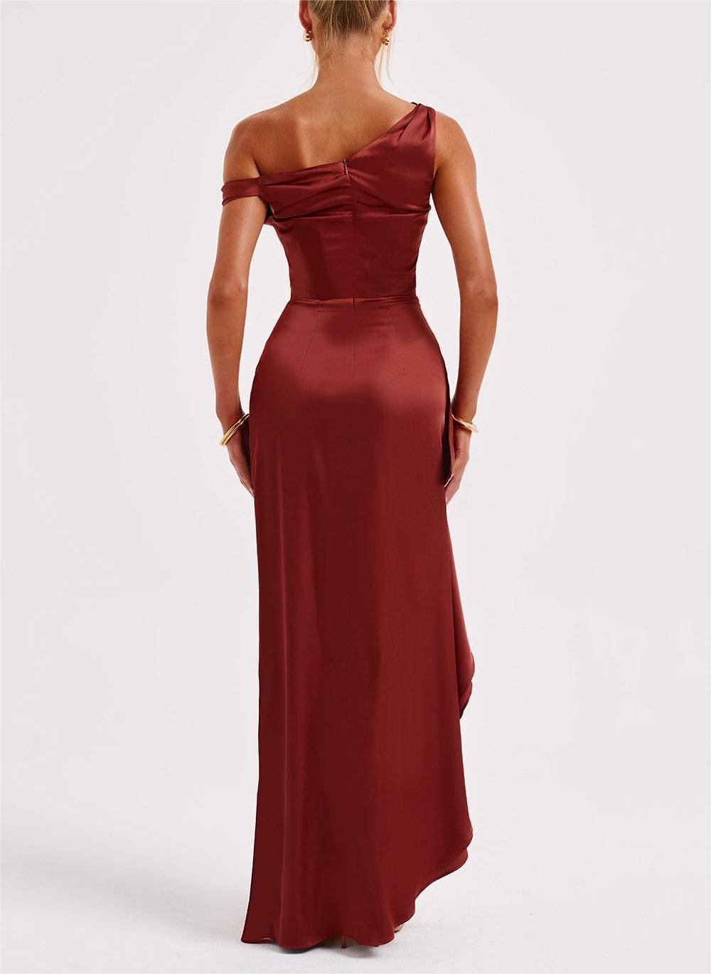 New Slant Shoulder High-end Dress Hem Slit - Beuti-Ful