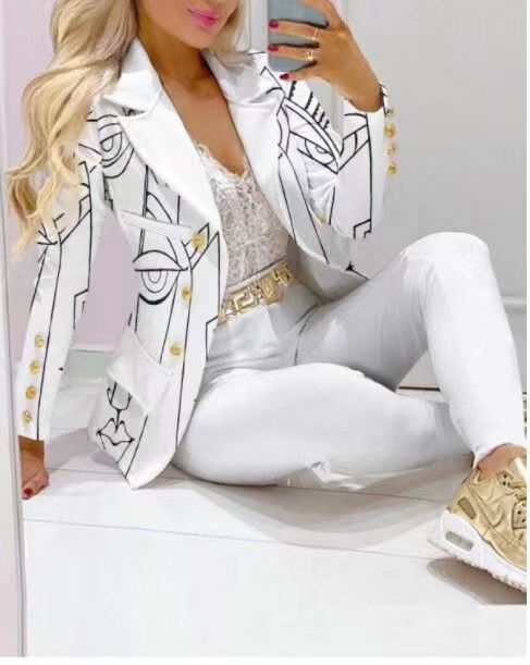 Casual Fashion Set Women's Suit Pink Suit Yellow Brown Striped Dotted Chain - Beuti-Ful