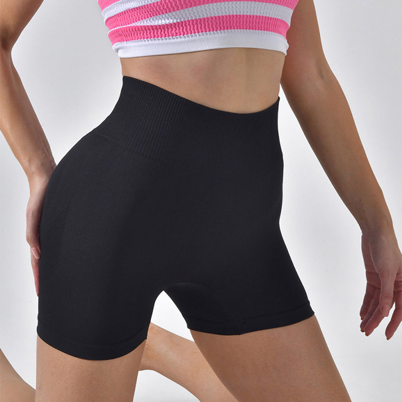 Gestreifte Yoga-Shorts mit hoher Taille und Hüftlifting, enge Hosen für Damen, zum Laufen, Fitness, Sport-Leggings